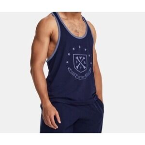UNDER ARMOUR Project Rock Gym Tank Shirt Navy Blue Sz‎ 2XL *NEW* 1380109-410 $55
